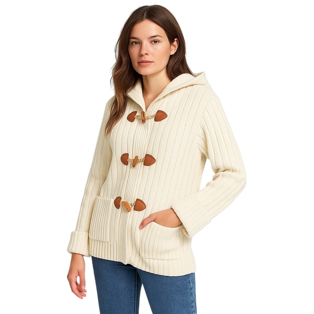 IT'S A DILLY x VINTAGE 70's ribbed knit toggle‎ sweater cardigan size M